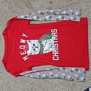Christmas Girls Top, Holiday Spirit Xmas Sleepwear, Size M (7–9)